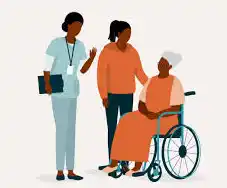 پرستار در حال کمک به مریض میانسال