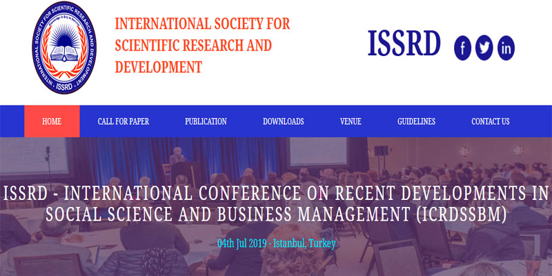 کنفرانس بین‌المللی پیشرفت‌های اخیر در علوم اجتماعی و مدیریت تجاری (ICRDSSBM)