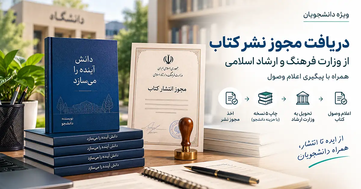 چند جلد کتاب روی هم و مجوز انتشار کتاب از طرف وزارت فرهنگ و ارشاد اسلامی
